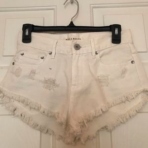 PacSun Bullhead High Rise White Denim Shorts